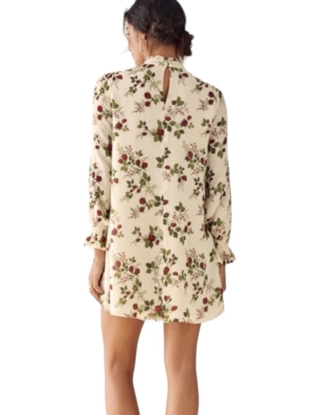 Reformation Rose Floral Jordan Jourdan Babydoll Mini Dress Womens Small Cream - Picture 5 of 11